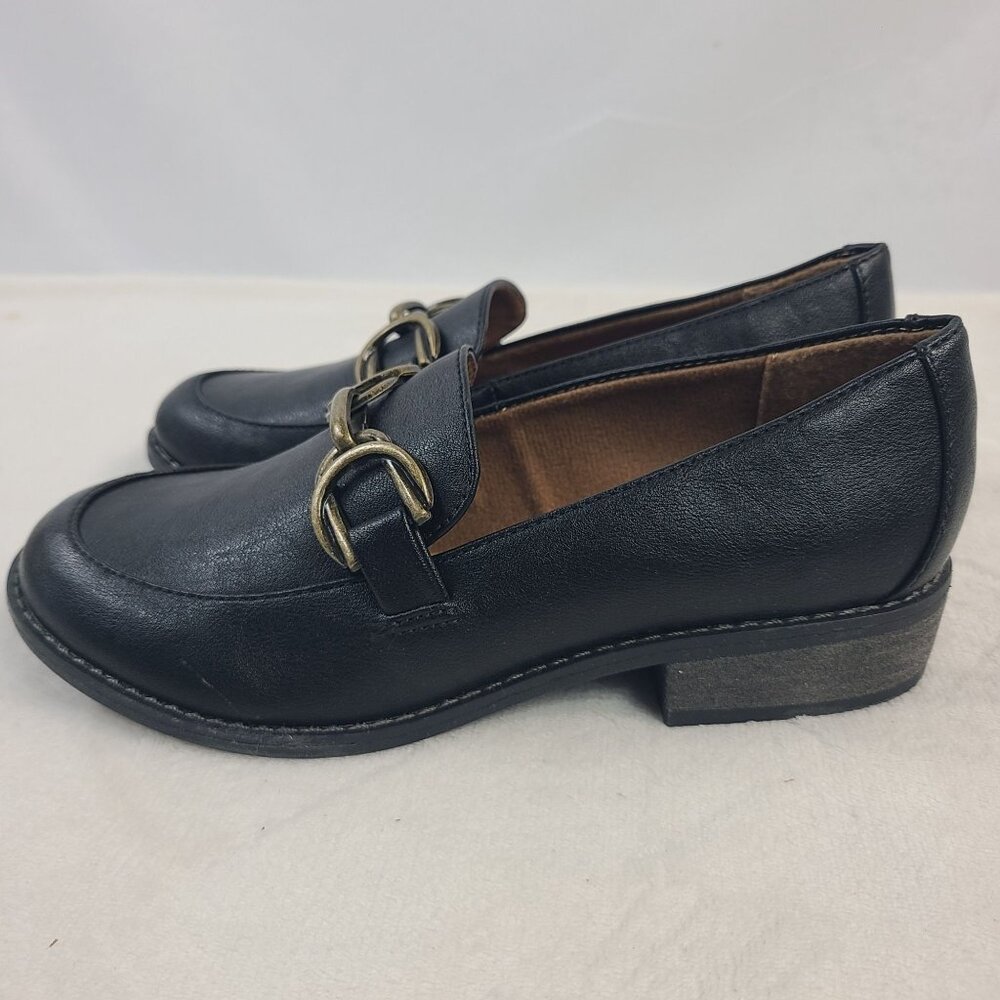 Eurosoft Nia Black Loafers With Brass Buckle Detail Womens Slip-On Shoes Size 6 - Picture 4 of 9
